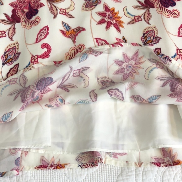 LOFT Outlet Womens Cream  Pink Floral Sleeveless Fit Flare Dress Size 12 - Picture 9 of 12